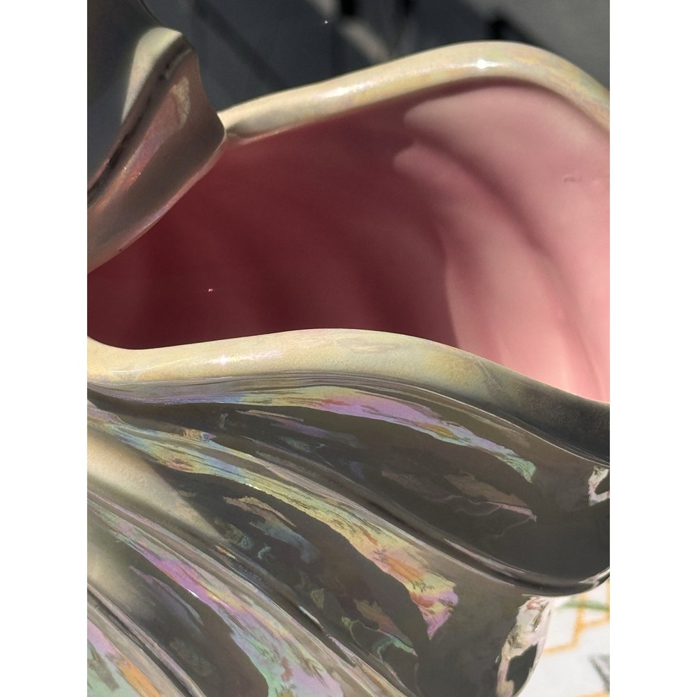 Vintage Lusterware Seashell Planter Porcelain Large No Chips Gorgeous Iridescent - Picture 3 of 6